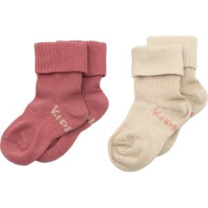 KipKep Babysokjes Rood: bio Blijf-Sokjes - Maat 6-12 mnd - Dusty Clay - 2 paar
