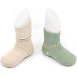 KipKep Blijf-sokken 0-12 Maanden - set van 2 Grijs/Wit