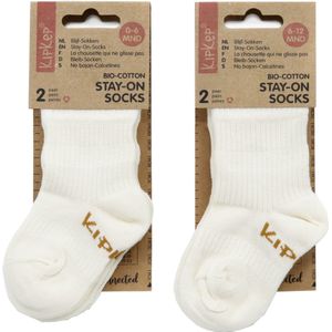 KipKep Babysokjes: bio Blijf-sokjes - Maat 6-12 maanden - Wit