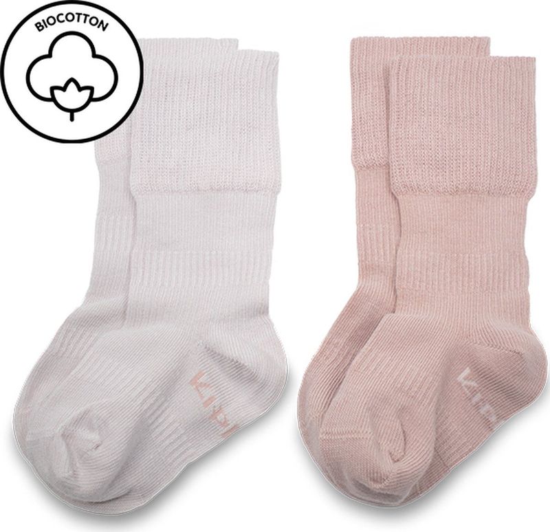 KipKep Blijf-sokjes - babysokjes - Mauve - Maat 0-6 maanden - 2-pack - zakken niet af