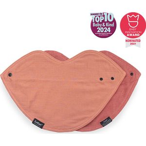 3-in-1 Bib - Sienna - XL spuugdoek, slabber en bandana in 1! - 2 stuks - katoen - dubbellaags - roze - hydrofiel, badstof - halsdoekje