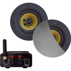 Aquasound Bluetooth Audio bluetooth audiosysteem - (30 watt / bt4.0 / auto-aux) - met rumba speakerset (mat chroom) - 230v/12v BMN30EASY-RC