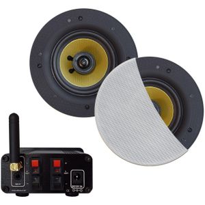 Bluetooth-audio versterker aquasound airplay + dlna 30w inclusief speakerset aquasound rumba 116 mm wit
