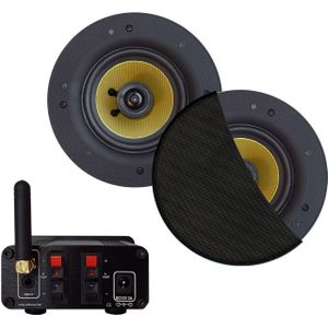 Bluetooth-audio versterker aquasound airplay + dlna 30w inclusief speakerset aquasound rumba 116 mm mat zwart