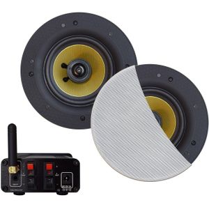 Bluetooth-Audio Versterker Aquasound Airplay + DLNA 50W Inclusief Speakerset Aquasound Rumba 120 mm Wit Aquasound