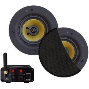 Bluetooth-audio versterker aquasound airplay + dlna 50w inclusief speakerset aquasound rumba 120 mm zwart