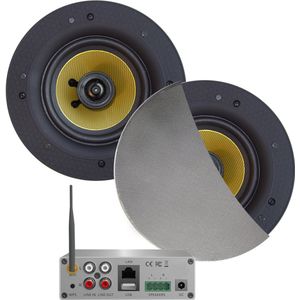 Wifi-Audiosysteem Aquasound Airplay + DLNA 70 Watt Incl Zumba Speakers Mat Chroom Aquasound