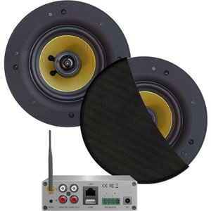 Wifi-Audiosysteem Aquasound Airplay + DLNA 70 Watt Incl Zumba Speakers Mat Zwart Aquasound