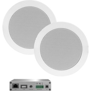 Wifi-Audio versterker Aquasound DLNA + Airplay 30 Watt Incl Twist Speakers Wit Aquasound