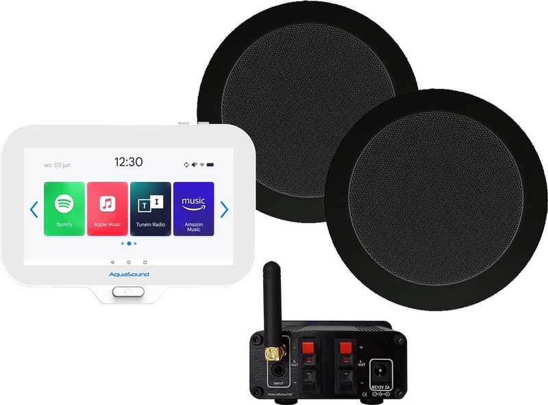 AquaSound EMN30-TZ Badkamerradio Set - 30 Watt - Inclusief Twist Speakers