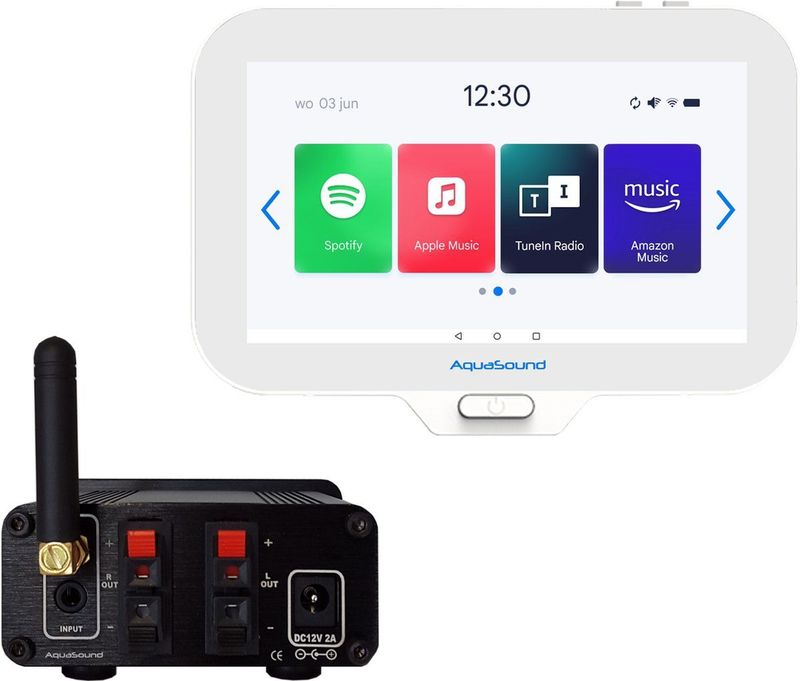 Aquasound - N-Joy Connect - Badkamerradio - IPX7 - Bluetooth Versterker