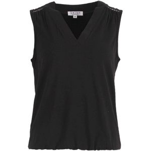 Enjoy Dames top zwart (Maat: S) - Effen - Halslijn: V-hals,