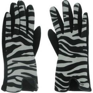 Dames Handschoenen Zebraprint Zwart met Wit
