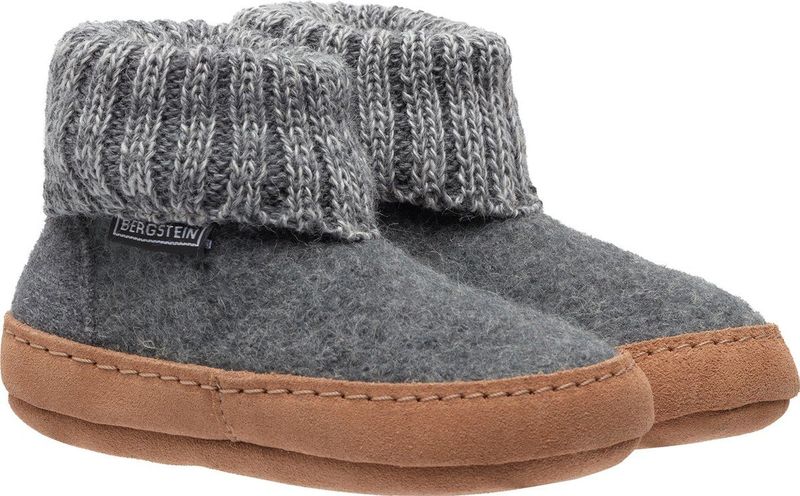 Bergstein - Cozy Lux - Pantoffel - Grey - Scheerwol - Leren Buitenzool