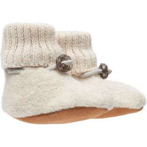 Bergstein - Cozy Baby Slofjes - Off-White - Scheerwol - Leer