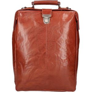 Leather Design Leren Rugzak / Schoudertas Groot 15.6'' Cognac