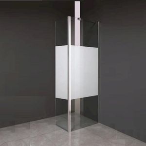Zijwand Inloopdouche Athena met Draaibaar Hoekpaneel Middenband 45x200 cm 8 mm NANO Glas