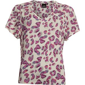 Poools Geweven Top T-shirt Printed met Panterprint Roze