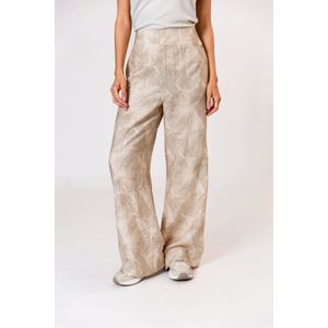 Poools - Regular Waist Broek - Ecru - Pant Print - Viscose en Polyamide