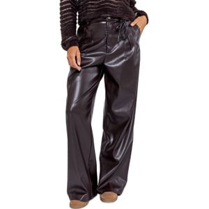 Poools - Broek 533138-P493 - Damesbroek - Donker - Luxe Glanzend Materiaal