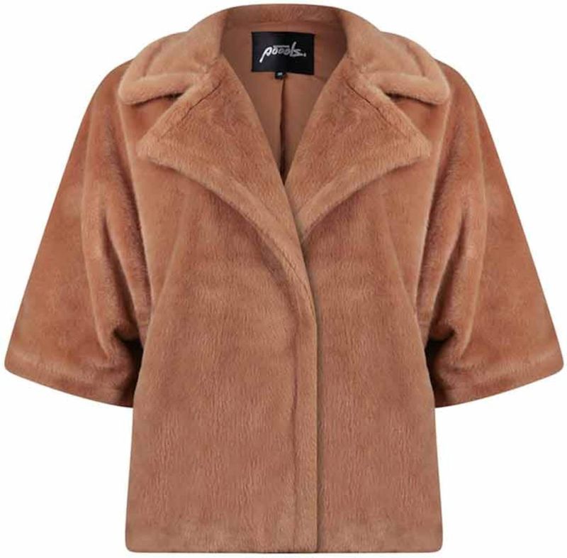 Poools - Faux Fur Jas - Camel