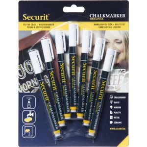 Securit krijtmarker small wit, blister met 7 stuks