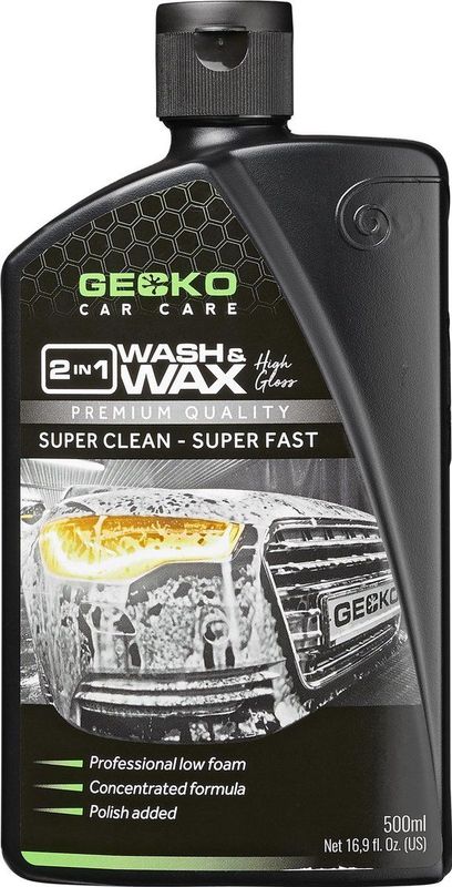 Gecko - 2in1 Wash & Wax - Autoshampoo - 500ml - Carnauba Wax