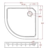 Douchebak opbouw best design project kwartrond 90x90x14 cm hoogglans wit