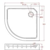 Douchebak opbouw best design project kwartrond 90x90x14 cm hoogglans wit