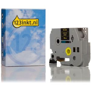 123inkt huismerk vervangt Brother TZe-344 tape goud op zwart 18 mm