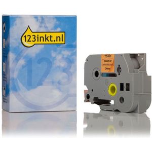123inkt huismerk vervangt Brother TZe-B51 tape zwart op fluorescerend oranje 24 mm