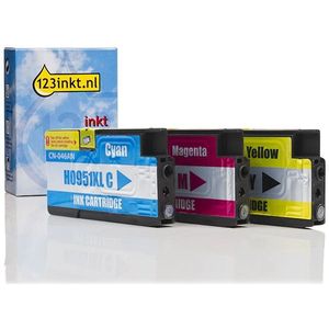Inktpatroon 123inkt huismerk vervangt HP 951XL multipack cyaan/magenta/geel