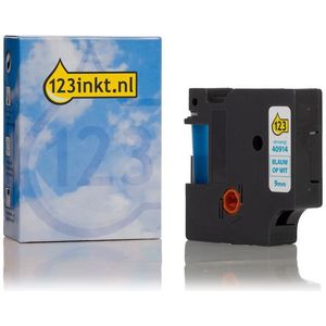 Dymo S0720690 / 40914 tape blauw op wit 9 mm (123inkt huismerk)