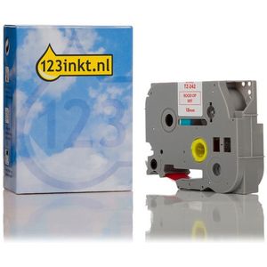 123inkt huismerk vervangt Brother TZe-242 tape rood op wit 18 mm