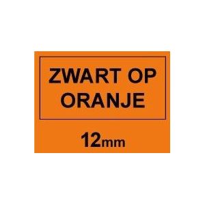 Dymo S0718490 / 18435 IND Rhino tape vinyl zwart op oranje 12 mm (123inkt huismerk)