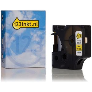 Dymo S0720790 / 43618 tape zwart op geel 6 mm (123inkt huismerk)