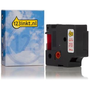 Dymo S0720950 / 53715 tape rood op wit 24 mm (123inkt huismerk)