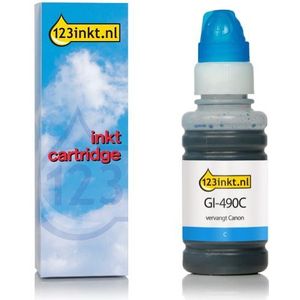 Inktpatroon Canon GI-490C inktfles cyaan (123inkt huismerk)
