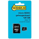 123inkt - Micro SDXC Geheugenkaart - 128GB - Inclusief Adapter - Class 10