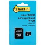 123inkt - Micro SDHC Geheugenkaart - 16GB - Class 10 - Inclusief SD Adapter