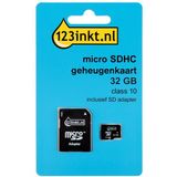 123inkt - Micro SDHC Geheugenkaart - 32GB - Class 10 - Inclusief SD Adapter
