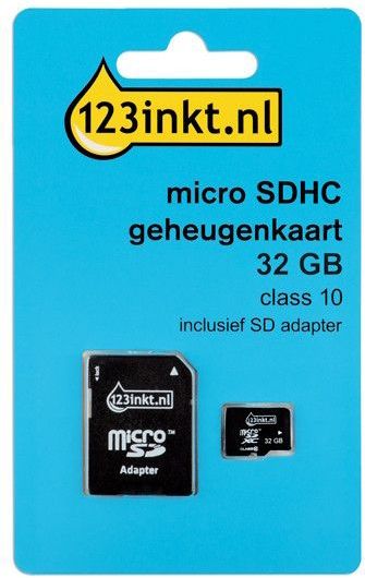 123inkt - Micro SDHC Geheugenkaart - 32GB - Class 10 - Inclusief SD Adapter