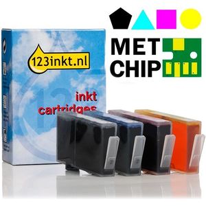 Inktcartridge 123inkt huismerk vervangt HP 364XL multipack zwart + kleur cyaan/magenta/geel