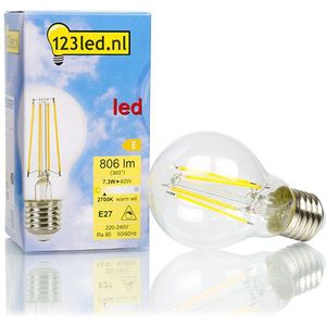 6x 123led LED lamp E27 | Peer A60 | Filament | 2700K | Dimbaar | 7.3W (60W)
