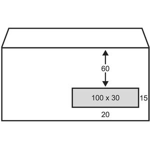 123inkt dienstenvelop wit 110 x 220 mm - EA5/6 venster rechts zelfklevend (25 stuks)
