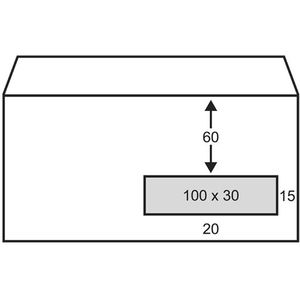 123inkt dienstenvelop wit 110 x 220 mm - EA5/6 venster rechts zelfklevend (500 stuks)