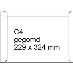 123inkt zak-envelop wit 229 x 324 mm - C4 gegomd (10 stuks)