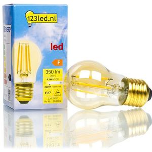 6x 123led LED lamp E27 | Kogel P45 | Filament | Goud | 2200K | Dimbaar | 4.1W (32W)