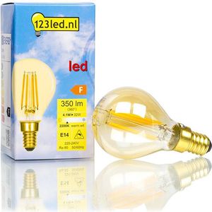 6x 123led LED lamp E14 | Kogel P45 | Filament | Goud | 2200K | Dimbaar | 4.1W (32W)