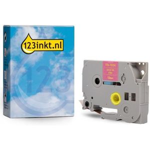 123inkt huismerk vervangt Brother TZe-RE34 tape goud op roze 12 mm